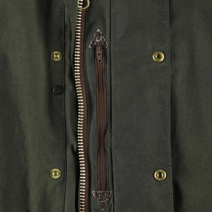 1990'S Barbour BORDER (formerly 3 Warrant) waxed cotton oiled jacket, Made in England, C42, Men's L cotton Green type dark green Vintage Second Hand