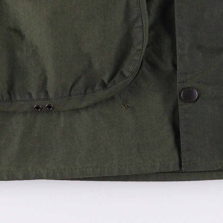 1990'S Barbour BORDER (formerly 3 Warrant) waxed cotton oiled jacket, Made in England, C42, Men's L cotton Green type dark green Vintage Second Hand