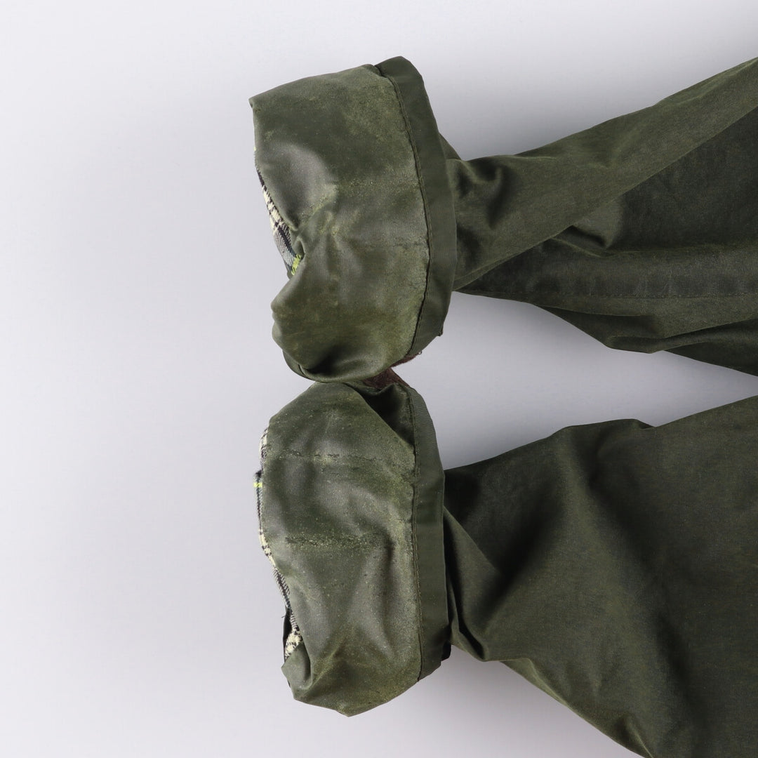 1990'S Barbour BORDER (formerly 3 Warrant) waxed cotton oiled jacket, Made in England, C42, Men's L cotton Green type dark green Vintage Second Hand