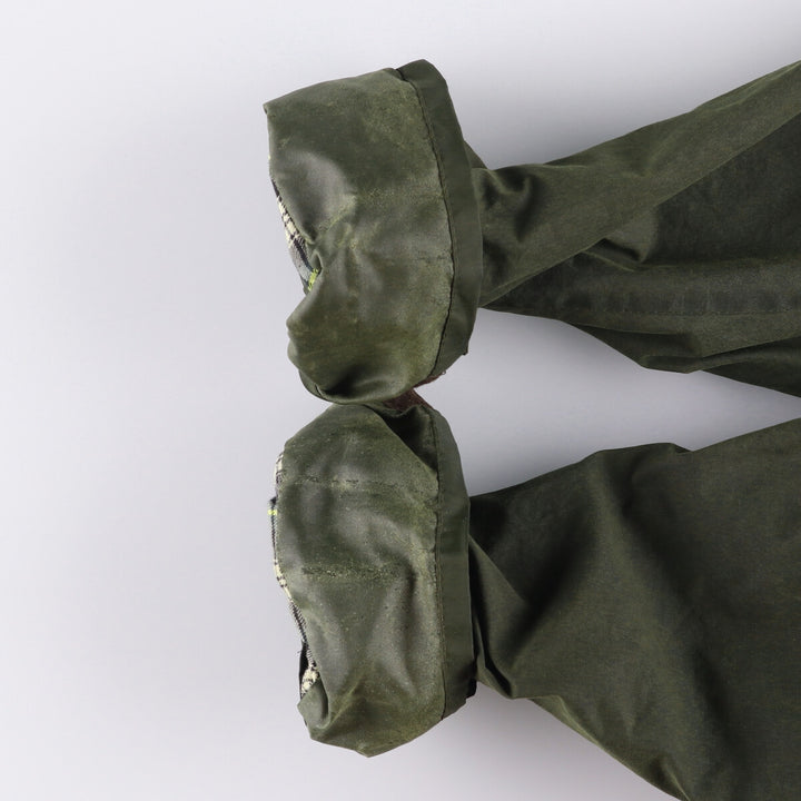 1990'S Barbour BORDER (formerly 3 Warrant) waxed cotton oiled jacket, Made in England, C42, Men's L cotton Green type dark green Vintage Second Hand