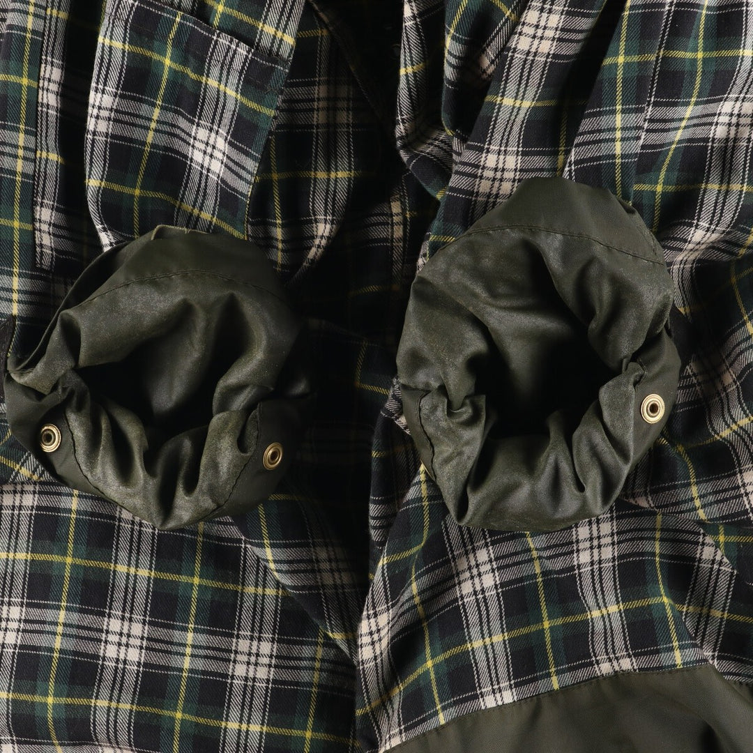 1990'S Barbour BORDER (formerly 3 Warrant) waxed cotton oiled jacket, Made in England, C42, Men's L cotton Green type dark green Vintage Second Hand