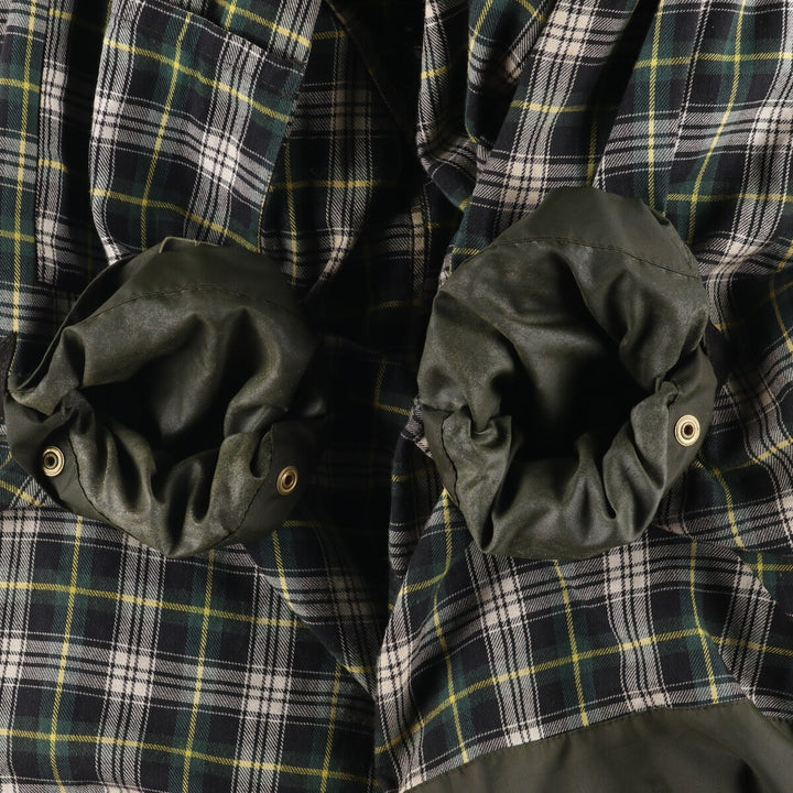 1990'S Barbour BORDER (formerly 3 Warrant) waxed cotton oiled jacket, Made in England, C42, Men's L cotton Green type dark green Vintage Second Hand