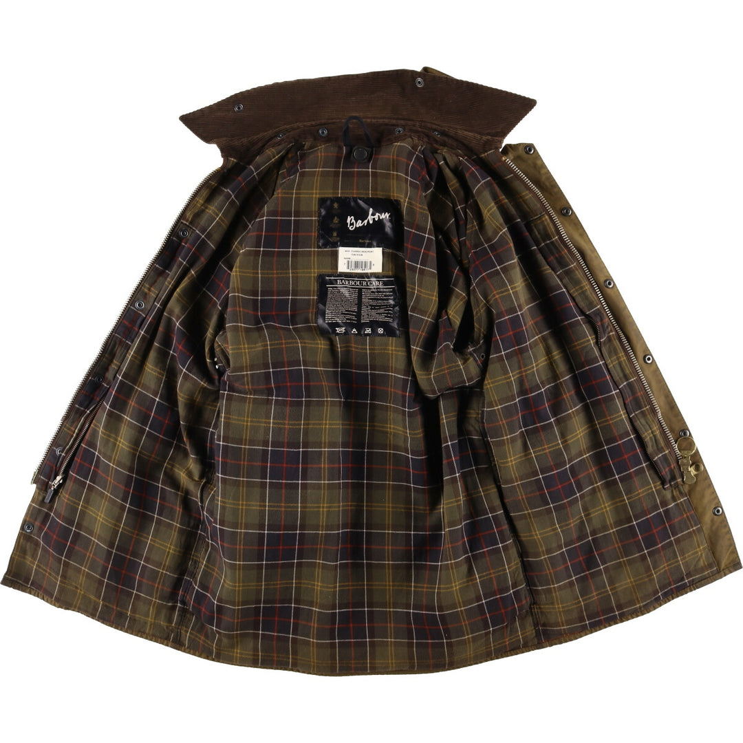 2000'S Barbour Classic Beaufort 3 Warrant Oiled Hunting Jacket, Made in England, C38, Men's Size M cotton Khaki type brown Vintage Second Hand
