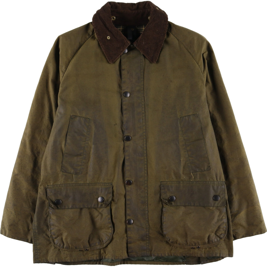 1990'S Barbour Bedale (formerly 3 Warrant) waxed cotton oiled jacket, made in England, C40, men's size M cotton Khaki type Vintage Second Hand