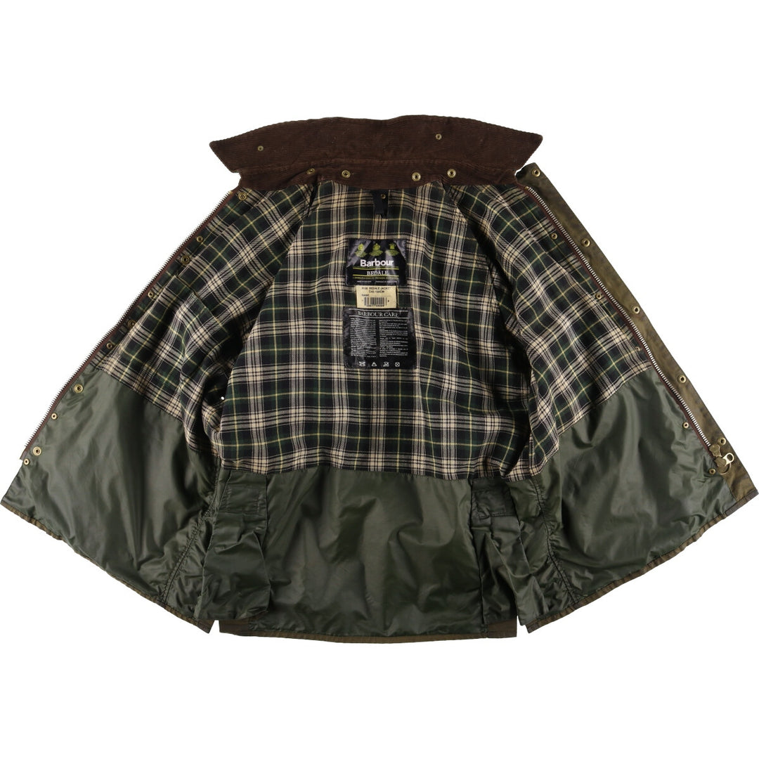 1990'S Barbour Bedale (formerly 3 Warrant) waxed cotton oiled jacket, made in England, C40, men's size M cotton Khaki type Vintage Second Hand