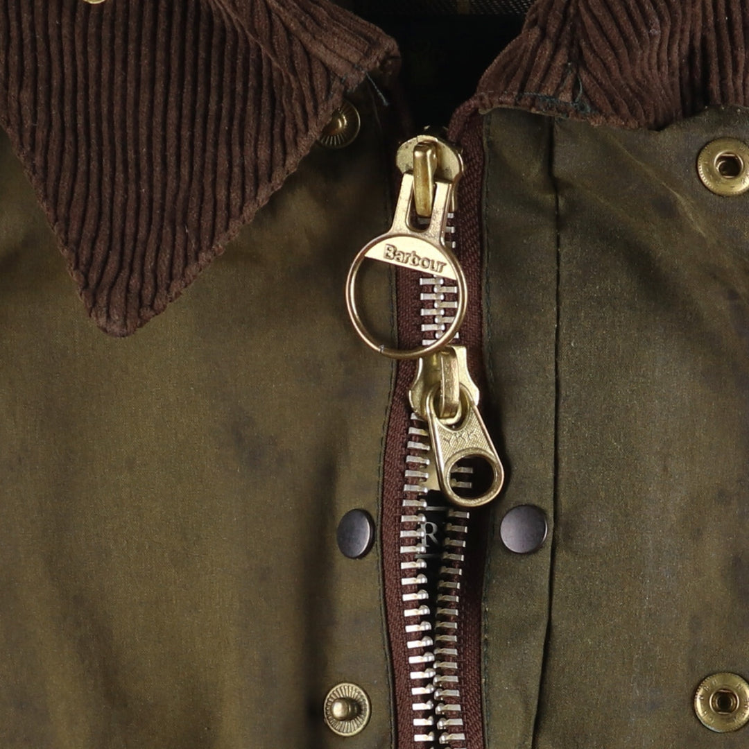 1990'S Barbour Bedale (formerly 3 Warrant) waxed cotton oiled jacket, made in England, C40, men's size M cotton Khaki type Vintage Second Hand