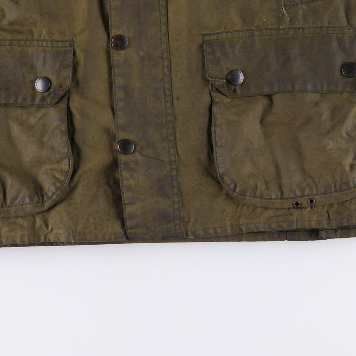 1990'S Barbour Bedale (formerly 3 Warrant) waxed cotton oiled jacket, made in England, C40, men's size M cotton Khaki type Vintage Second Hand