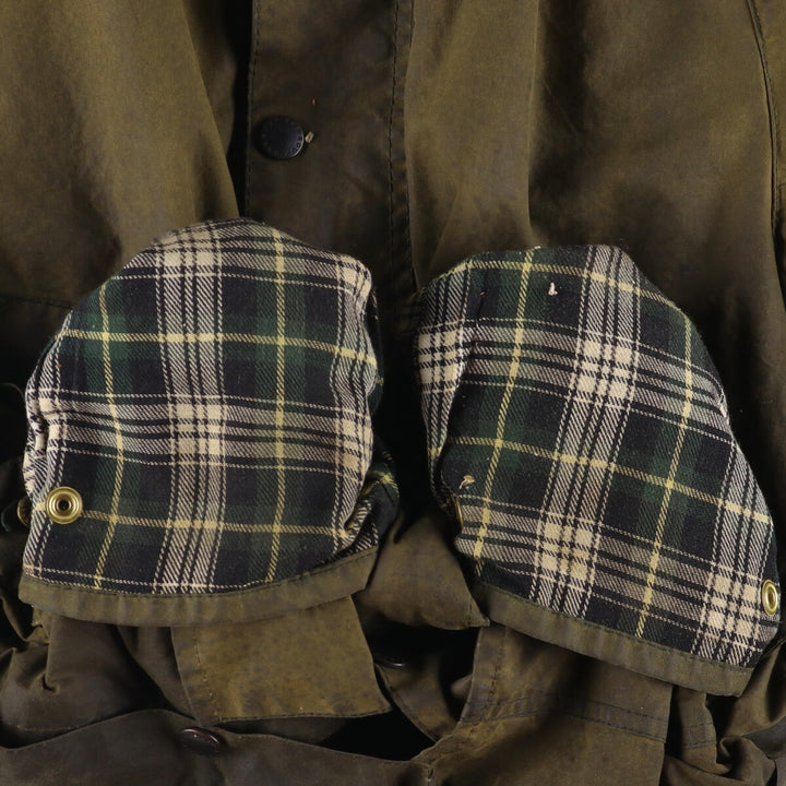 1990'S Barbour Bedale (formerly 3 Warrant) waxed cotton oiled jacket, made in England, C40, men's size M cotton Khaki type Vintage Second Hand