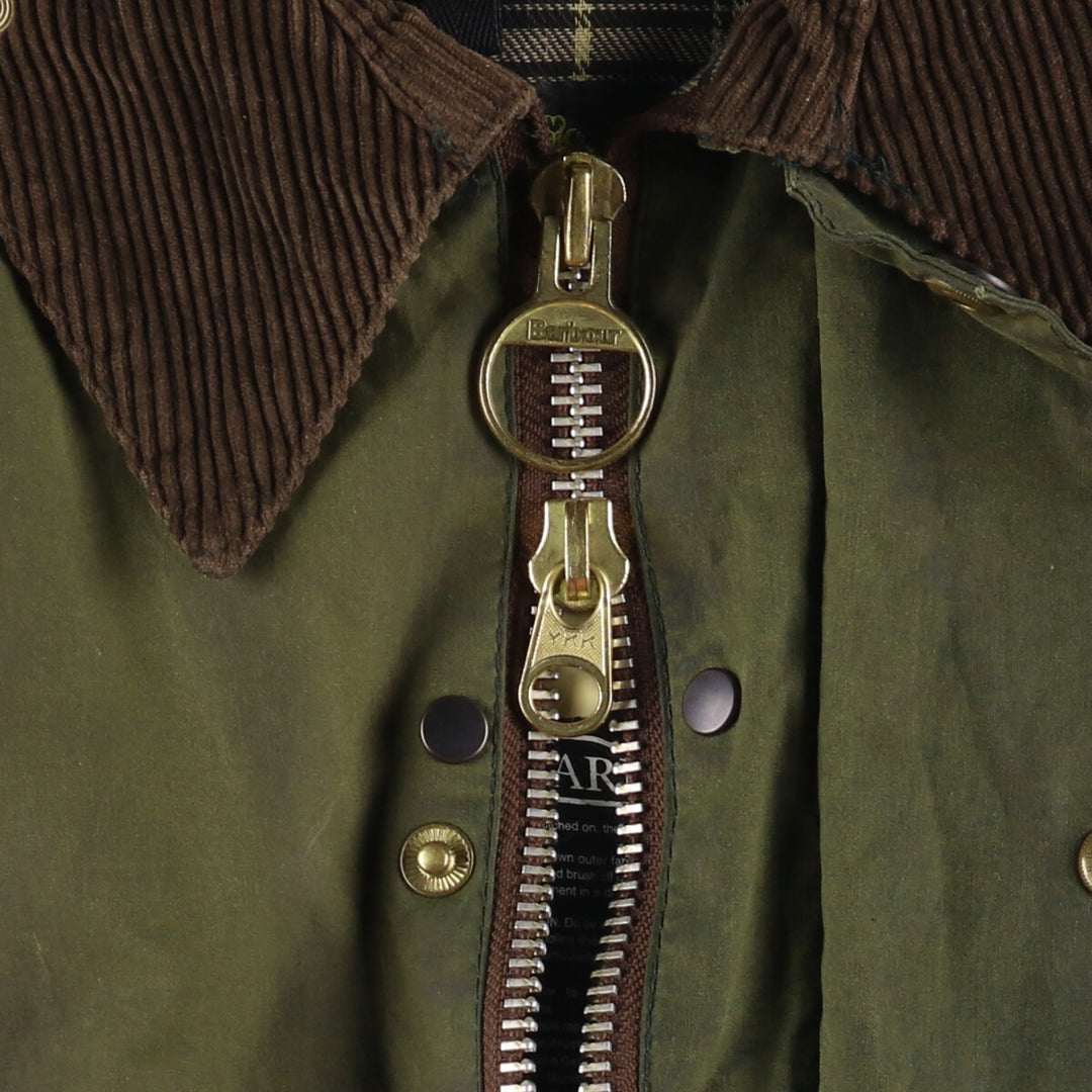 1990'S Barbour Beaufort 3 Warrant Oiled Hunting Jacket, Made in England, C44, Men's Size L cotton Khaki type Vintage Second Hand