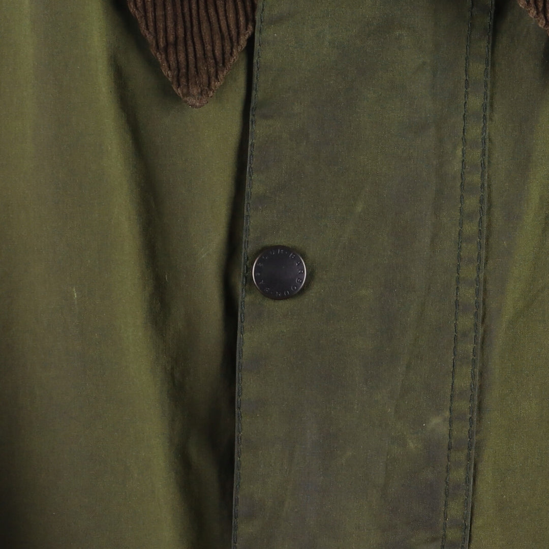 1990'S Barbour Beaufort 3 Warrant Oiled Hunting Jacket, Made in England, C44, Men's Size L cotton Khaki type Vintage Second Hand