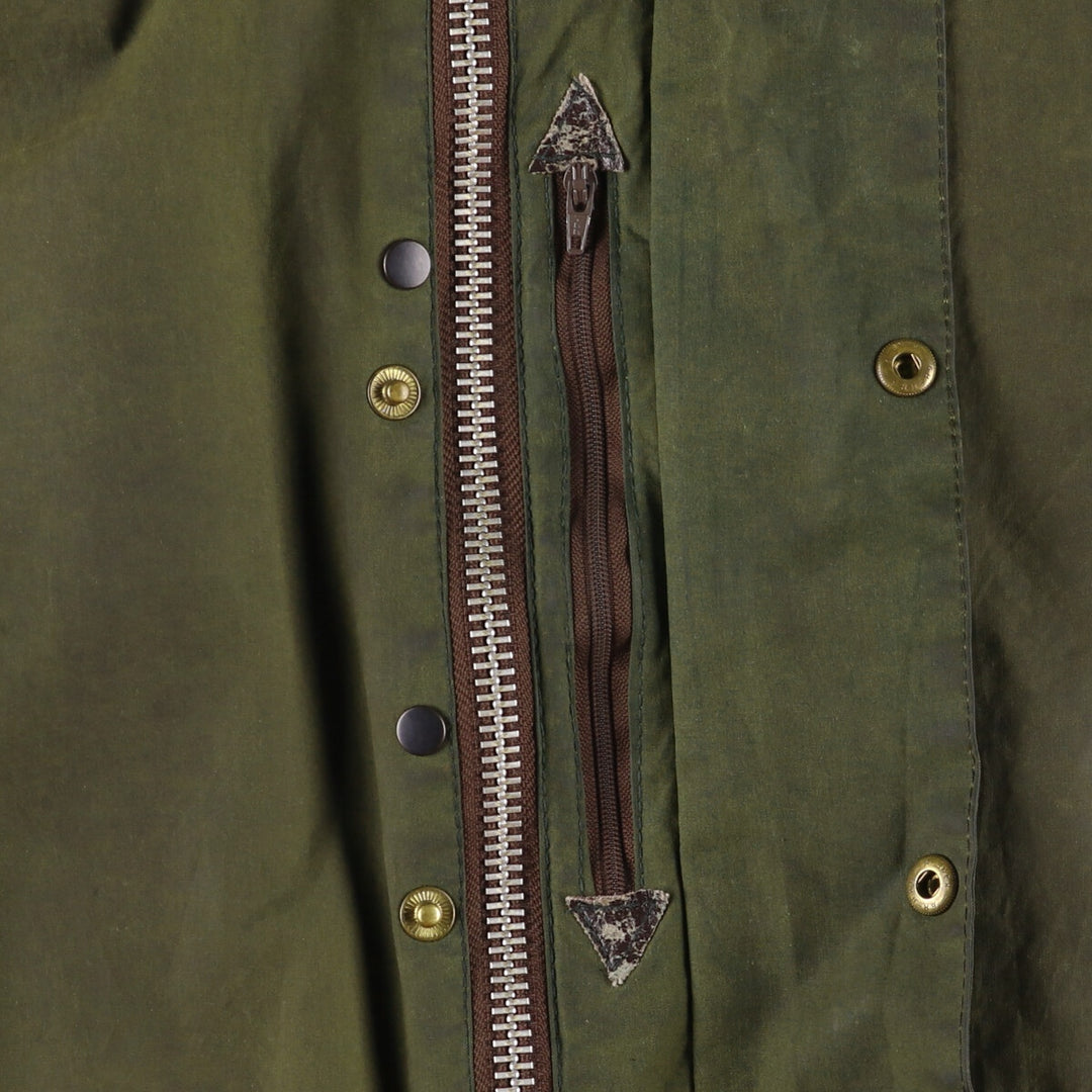 1990'S Barbour Beaufort 3 Warrant Oiled Hunting Jacket, Made in England, C44, Men's Size L cotton Khaki type Vintage Second Hand