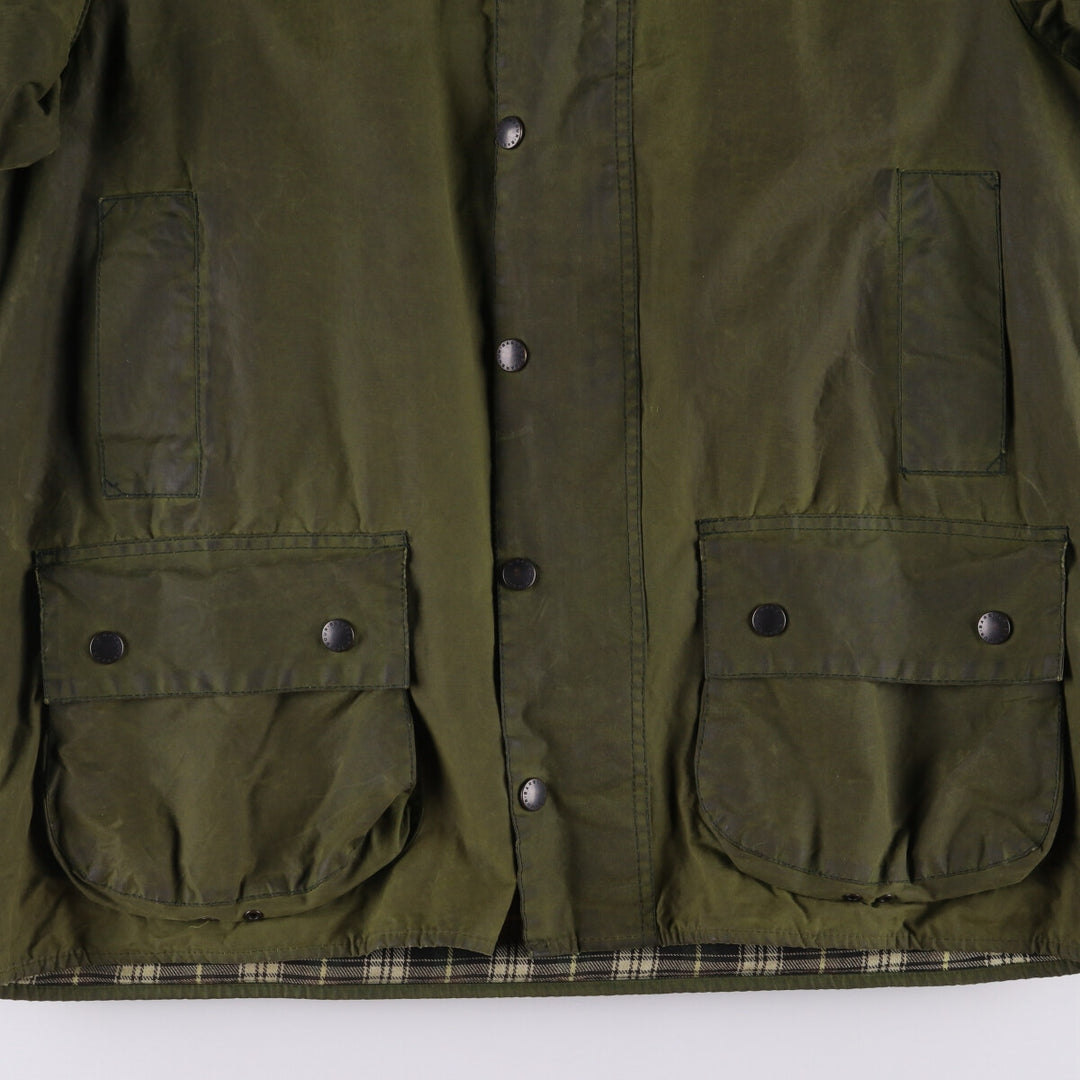 1990'S Barbour Beaufort 3 Warrant Oiled Hunting Jacket, Made in England, C44, Men's Size L cotton Khaki type Vintage Second Hand