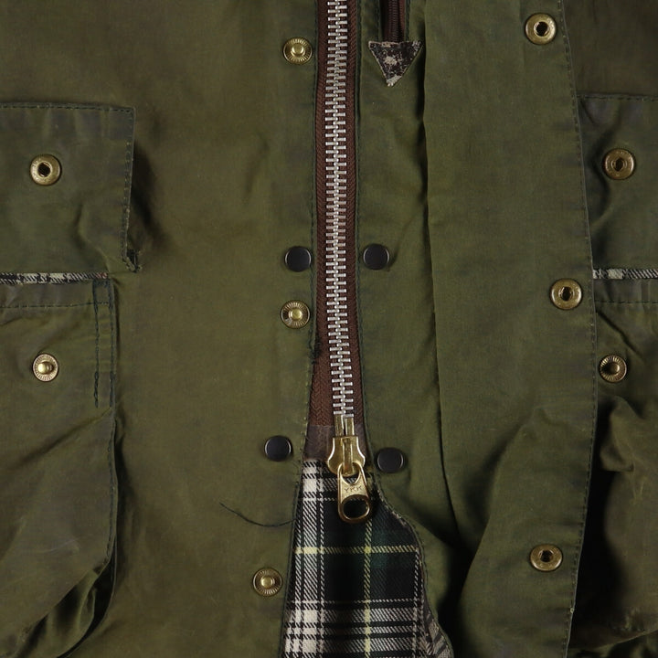 1990'S Barbour Beaufort 3 Warrant Oiled Hunting Jacket, Made in England, C44, Men's Size L cotton Khaki type Vintage Second Hand