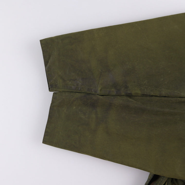 1990'S Barbour Beaufort 3 Warrant Oiled Hunting Jacket, Made in England, C44, Men's Size L cotton Khaki type Vintage Second Hand