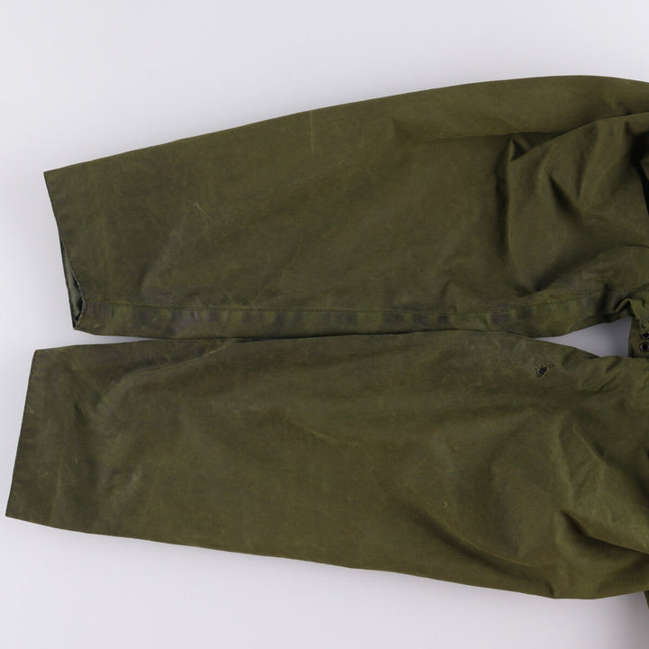 1990'S Barbour Beaufort 3 Warrant Oiled Hunting Jacket, Made in England, C44, Men's Size L cotton Khaki type Vintage Second Hand