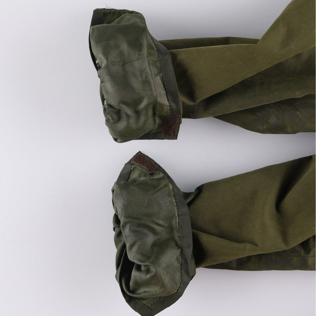 1990'S Barbour Beaufort 3 Warrant Oiled Hunting Jacket, Made in England, C44, Men's Size L cotton Khaki type Vintage Second Hand