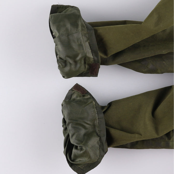 1990'S Barbour Beaufort 3 Warrant Oiled Hunting Jacket, Made in England, C44, Men's Size L cotton Khaki type Vintage Second Hand