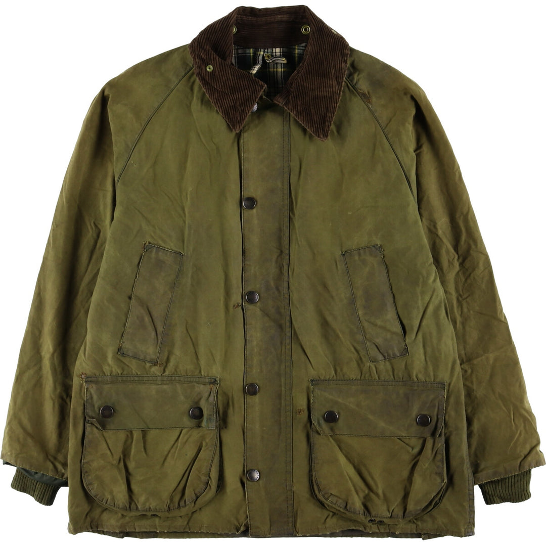 2000'S Barbour Bedale 3 Warrant Waxed Cotton Oiled Jacket, Made in England, C38, Men's Size M cotton Khaki type Vintage Second Hand