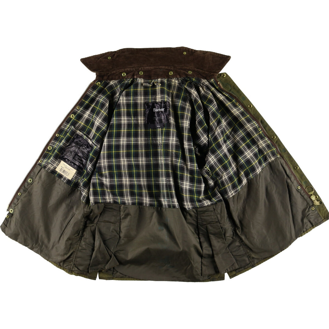 2000'S Barbour Bedale 3 Warrant Waxed Cotton Oiled Jacket, Made in England, C38, Men's Size M cotton Khaki type Vintage Second Hand
