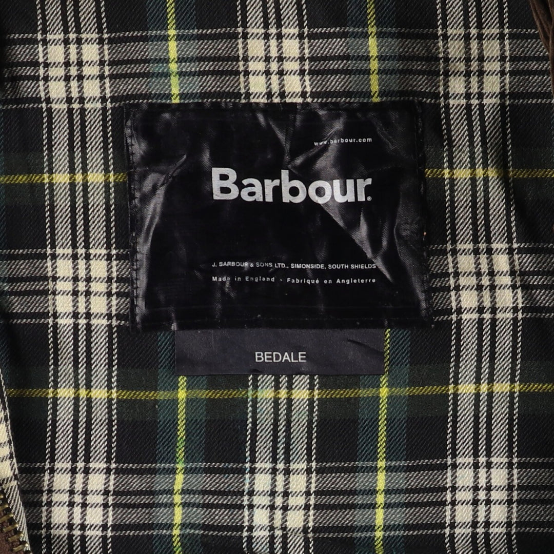 2000'S Barbour Bedale 3 Warrant Waxed Cotton Oiled Jacket, Made in England, C38, Men's Size M cotton Khaki type Vintage Second Hand