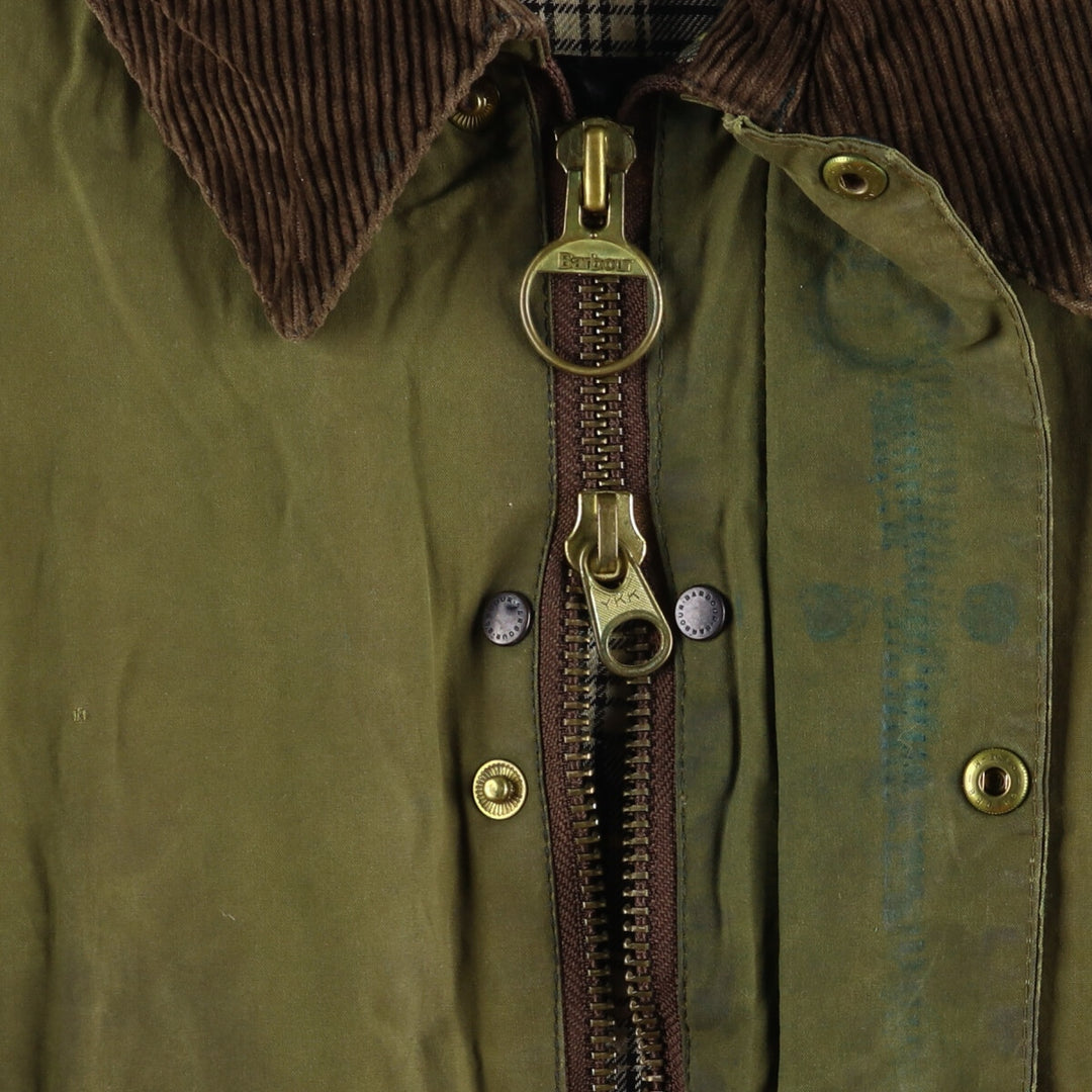 2000'S Barbour Bedale 3 Warrant Waxed Cotton Oiled Jacket, Made in England, C38, Men's Size M cotton Khaki type Vintage Second Hand