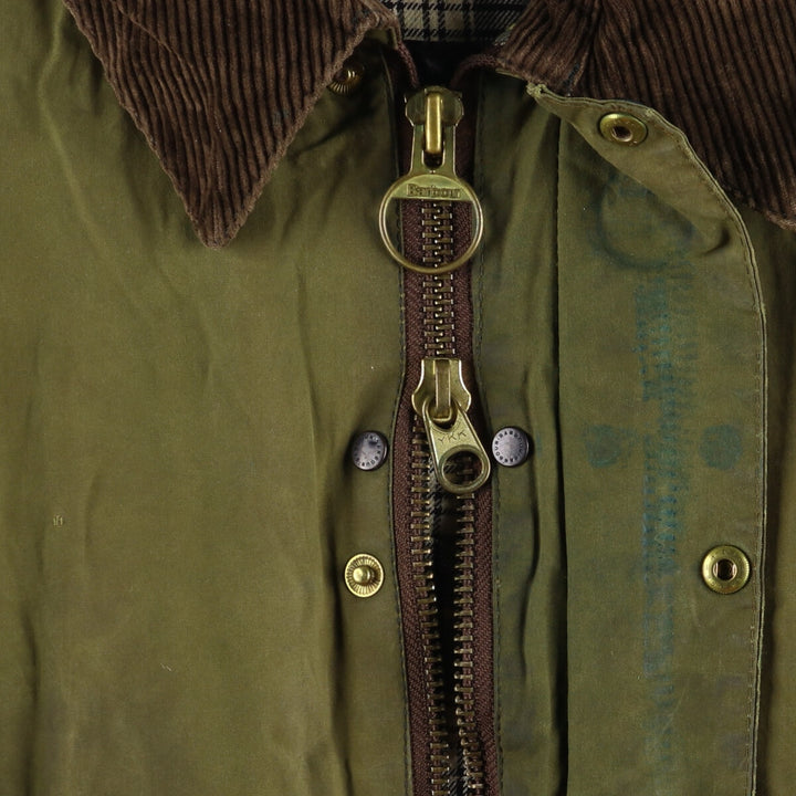 2000'S Barbour Bedale 3 Warrant Waxed Cotton Oiled Jacket, Made in England, C38, Men's Size M cotton Khaki type Vintage Second Hand