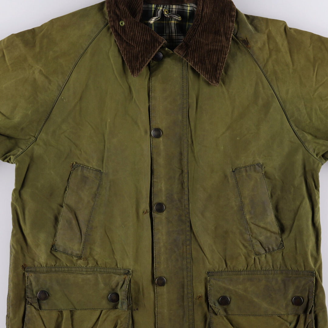 2000'S Barbour Bedale 3 Warrant Waxed Cotton Oiled Jacket, Made in England, C38, Men's Size M cotton Khaki type Vintage Second Hand