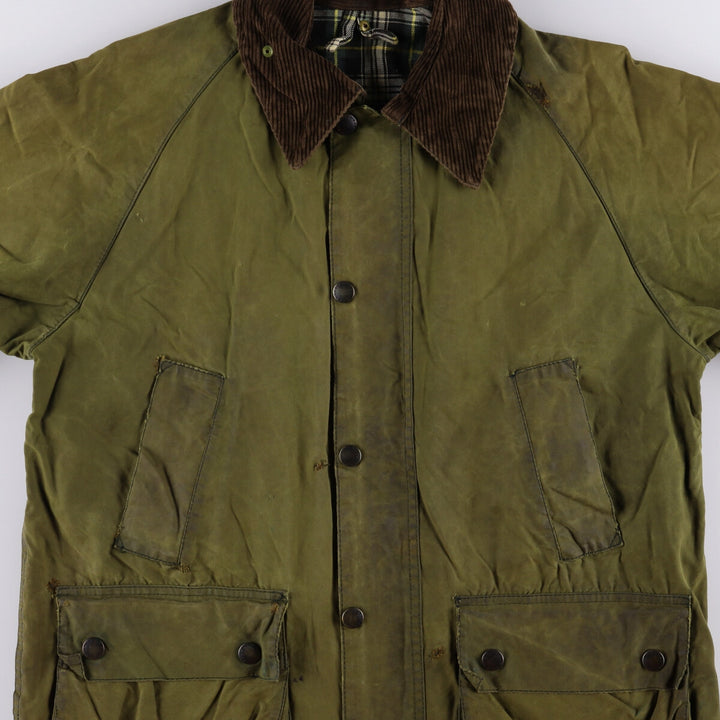 2000'S Barbour Bedale 3 Warrant Waxed Cotton Oiled Jacket, Made in England, C38, Men's Size M cotton Khaki type Vintage Second Hand