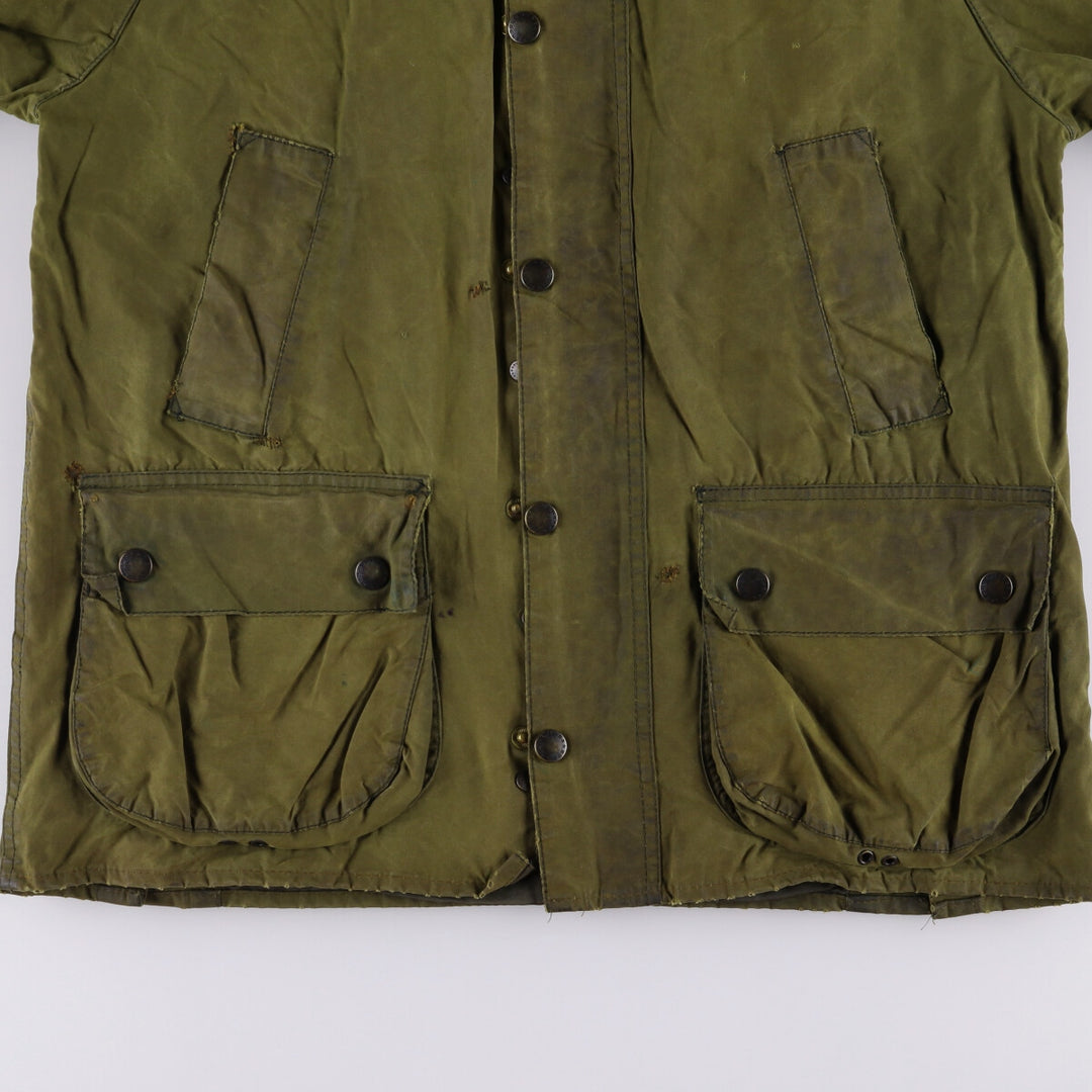 2000'S Barbour Bedale 3 Warrant Waxed Cotton Oiled Jacket, Made in England, C38, Men's Size M cotton Khaki type Vintage Second Hand