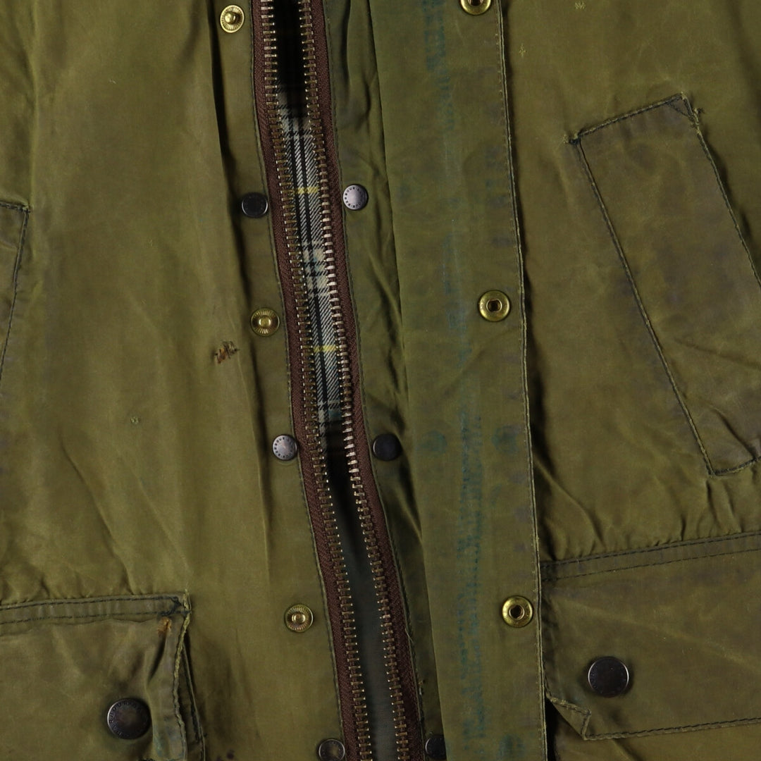 2000'S Barbour Bedale 3 Warrant Waxed Cotton Oiled Jacket, Made in England, C38, Men's Size M cotton Khaki type Vintage Second Hand