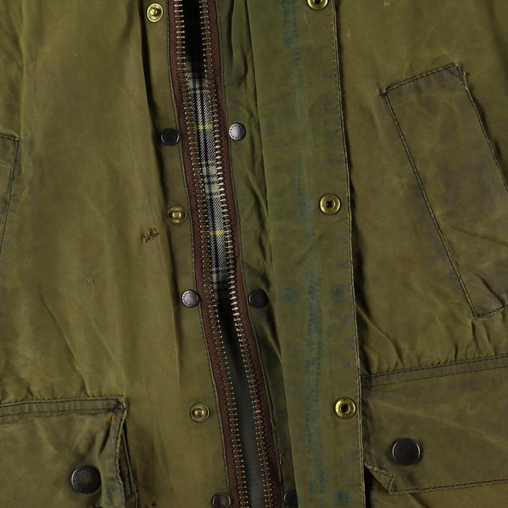 2000'S Barbour Bedale 3 Warrant Waxed Cotton Oiled Jacket, Made in England, C38, Men's Size M cotton Khaki type Vintage Second Hand