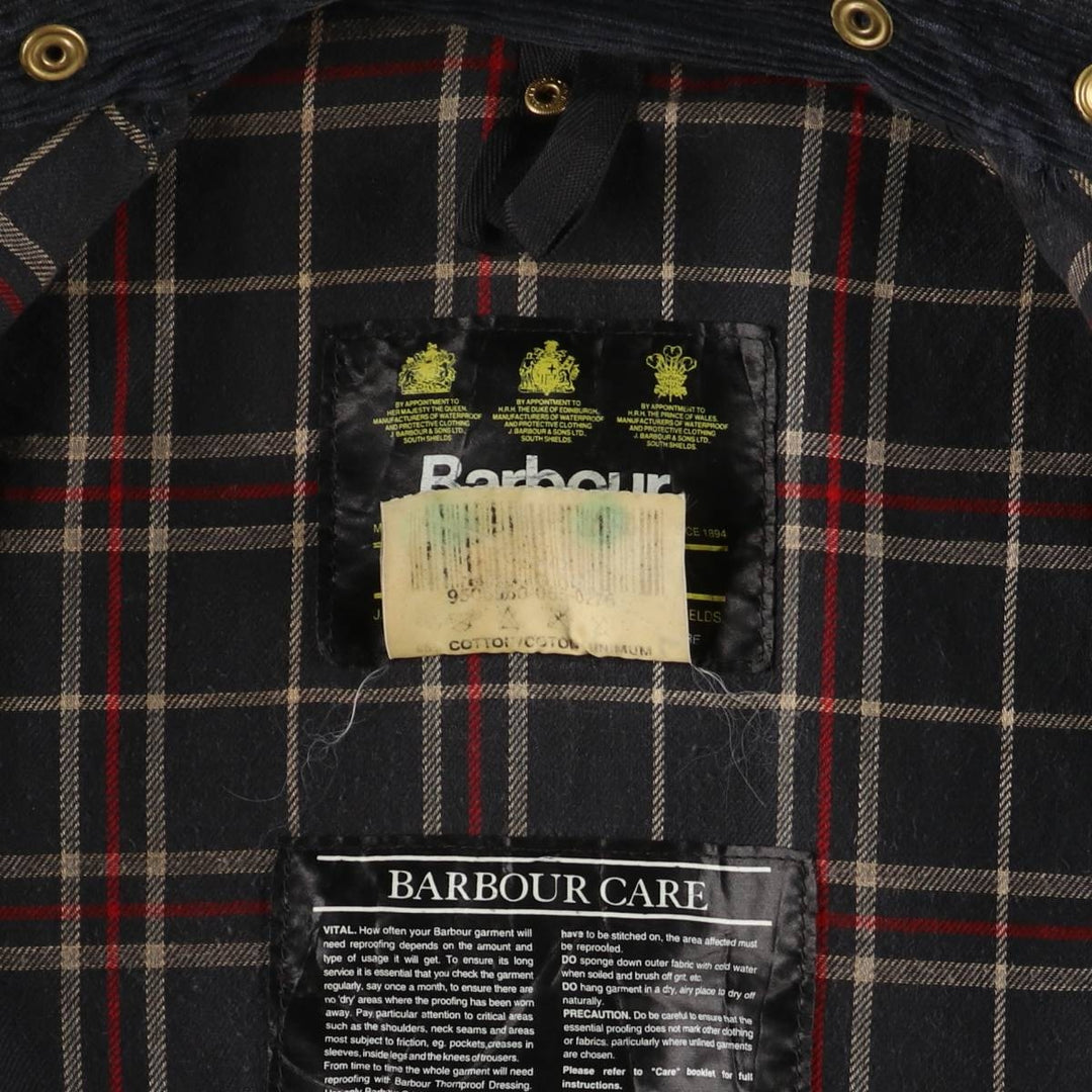 Vintage Barbour Beaufort 3rd Warrant Badged Oiled Hunting Jacket, Made in the UK, C38, Men's Size M cotton black type Vintage Second Hand