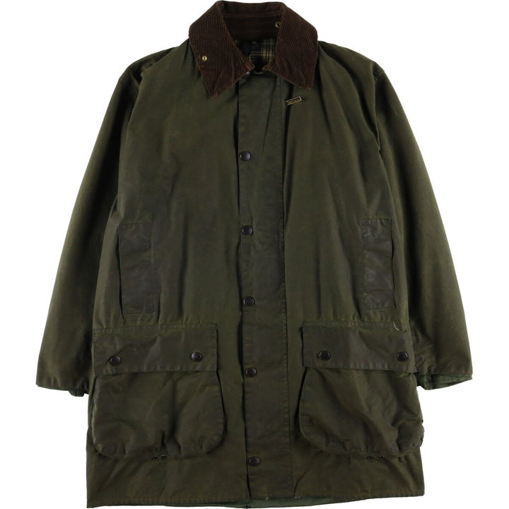 2000'S Barbour BORDER Waxed Cotton Oiled Jacket with Old 3 Warrant Badge, Made in the UK, C40, Men's Size M cotton Khaki type Vintage Second Hand
