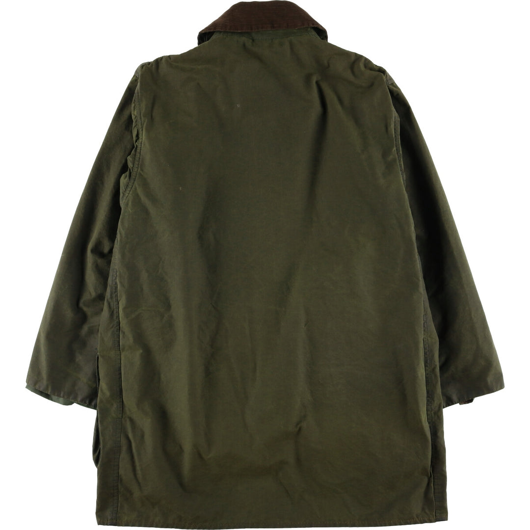 2000'S Barbour BORDER Waxed Cotton Oiled Jacket with Old 3 Warrant Badge, Made in the UK, C40, Men's Size M cotton Khaki type Vintage Second Hand