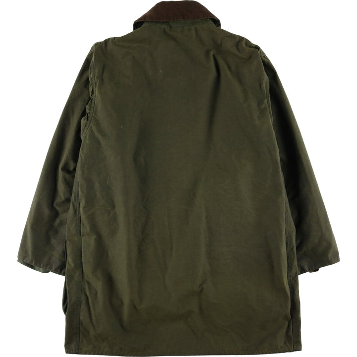 2000'S Barbour BORDER Waxed Cotton Oiled Jacket with Old 3 Warrant Badge, Made in the UK, C40, Men's Size M cotton Khaki type Vintage Second Hand