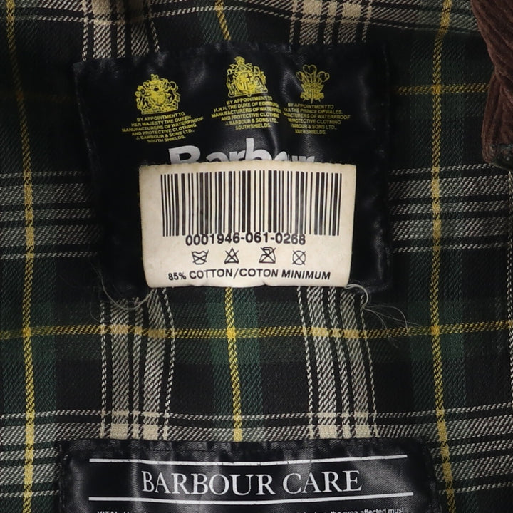 2000'S Barbour BORDER Waxed Cotton Oiled Jacket with Old 3 Warrant Badge, Made in the UK, C40, Men's Size M cotton Khaki type Vintage Second Hand