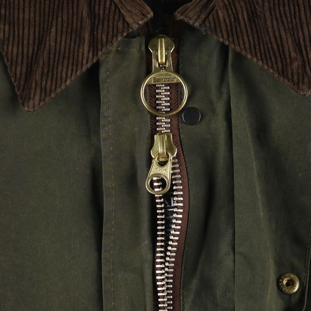 2000'S Barbour BORDER Waxed Cotton Oiled Jacket with Old 3 Warrant Badge, Made in the UK, C40, Men's Size M cotton Khaki type Vintage Second Hand
