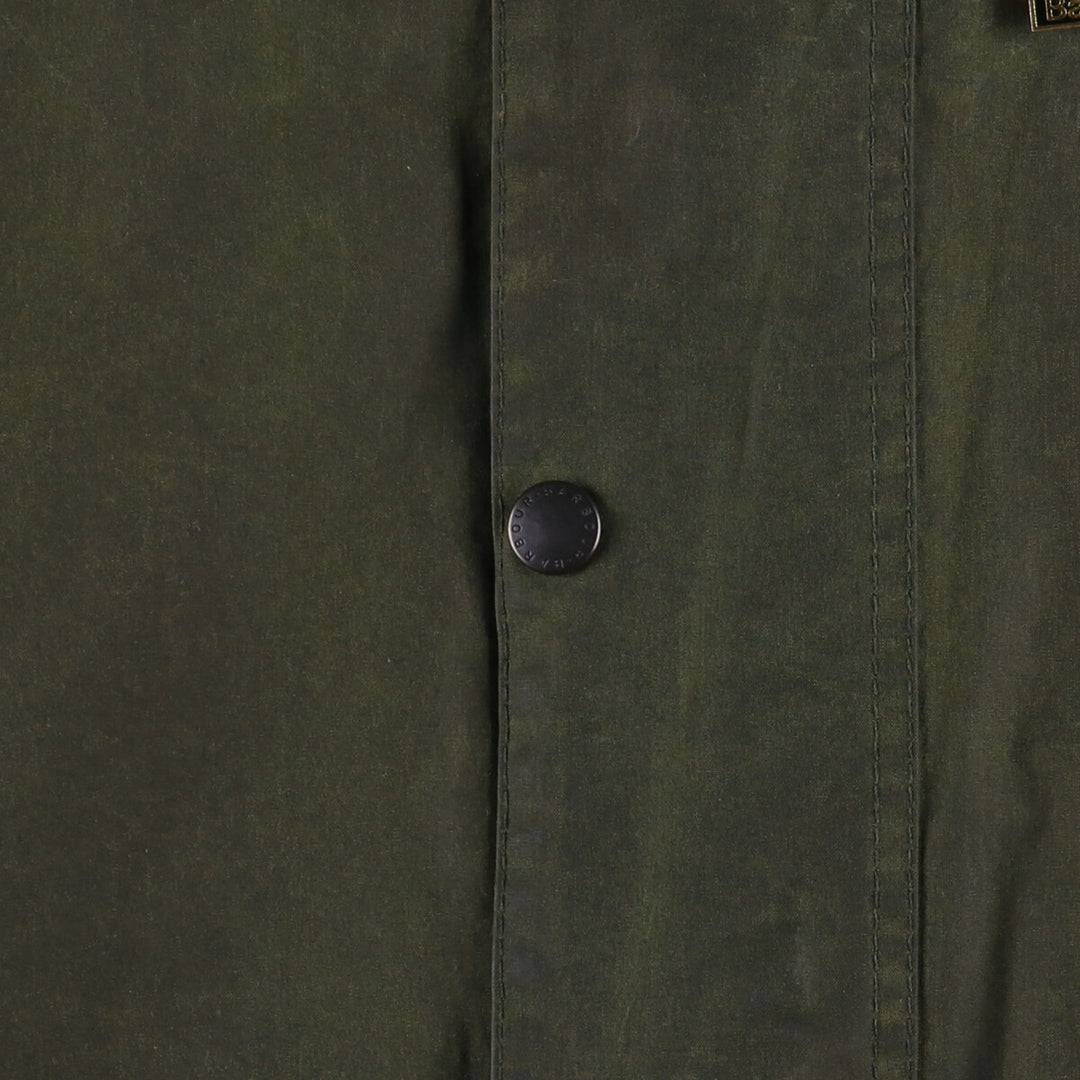 2000'S Barbour BORDER Waxed Cotton Oiled Jacket with Old 3 Warrant Badge, Made in the UK, C40, Men's Size M cotton Khaki type Vintage Second Hand