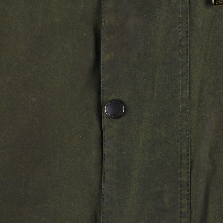2000'S Barbour BORDER Waxed Cotton Oiled Jacket with Old 3 Warrant Badge, Made in the UK, C40, Men's Size M cotton Khaki type Vintage Second Hand