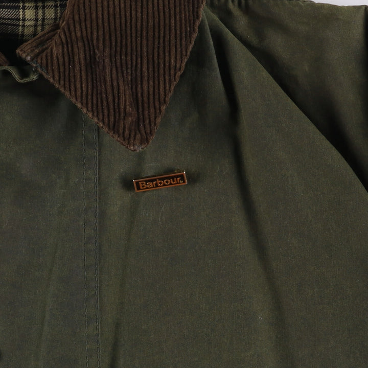 2000'S Barbour BORDER Waxed Cotton Oiled Jacket with Old 3 Warrant Badge, Made in the UK, C40, Men's Size M cotton Khaki type Vintage Second Hand