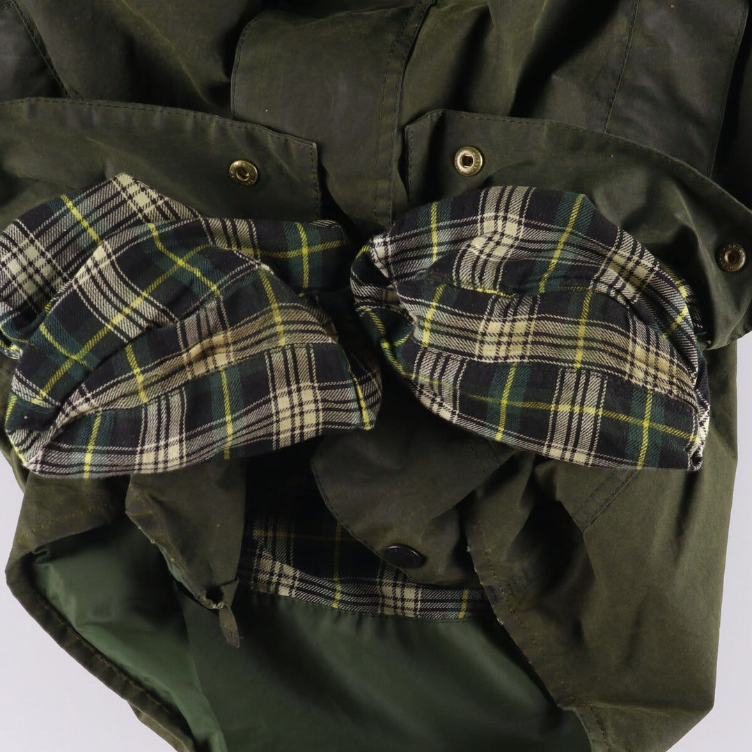 2000'S Barbour BORDER Waxed Cotton Oiled Jacket with Old 3 Warrant Badge, Made in the UK, C40, Men's Size M cotton Khaki type Vintage Second Hand