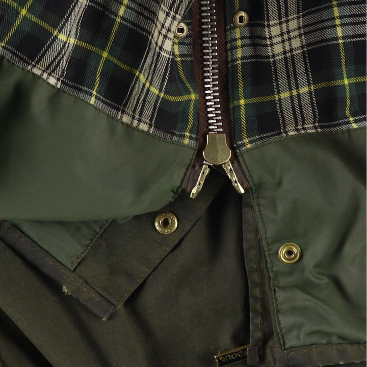 2000'S Barbour BORDER Waxed Cotton Oiled Jacket with Old 3 Warrant Badge, Made in the UK, C40, Men's Size M cotton Khaki type Vintage Second Hand