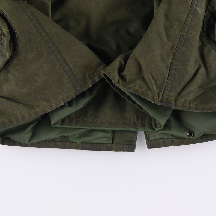 2000'S Barbour BORDER Waxed Cotton Oiled Jacket with Old 3 Warrant Badge, Made in the UK, C40, Men's Size M cotton Khaki type Vintage Second Hand