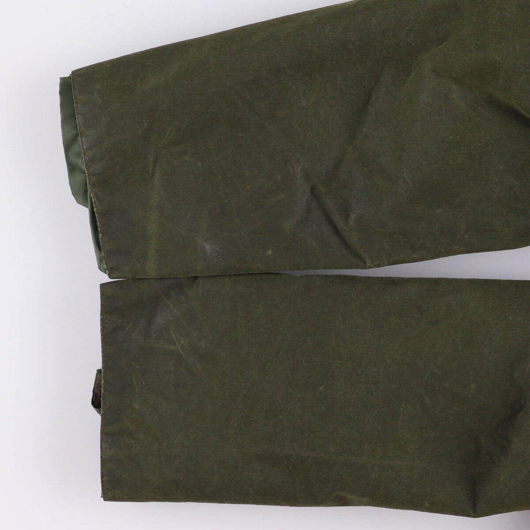 2000'S Barbour BORDER Waxed Cotton Oiled Jacket with Old 3 Warrant Badge, Made in the UK, C40, Men's Size M cotton Khaki type Vintage Second Hand