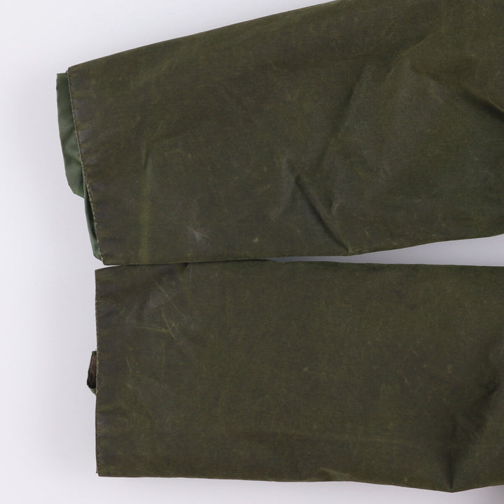 2000'S Barbour BORDER Waxed Cotton Oiled Jacket with Old 3 Warrant Badge, Made in the UK, C40, Men's Size M cotton Khaki type Vintage Second Hand