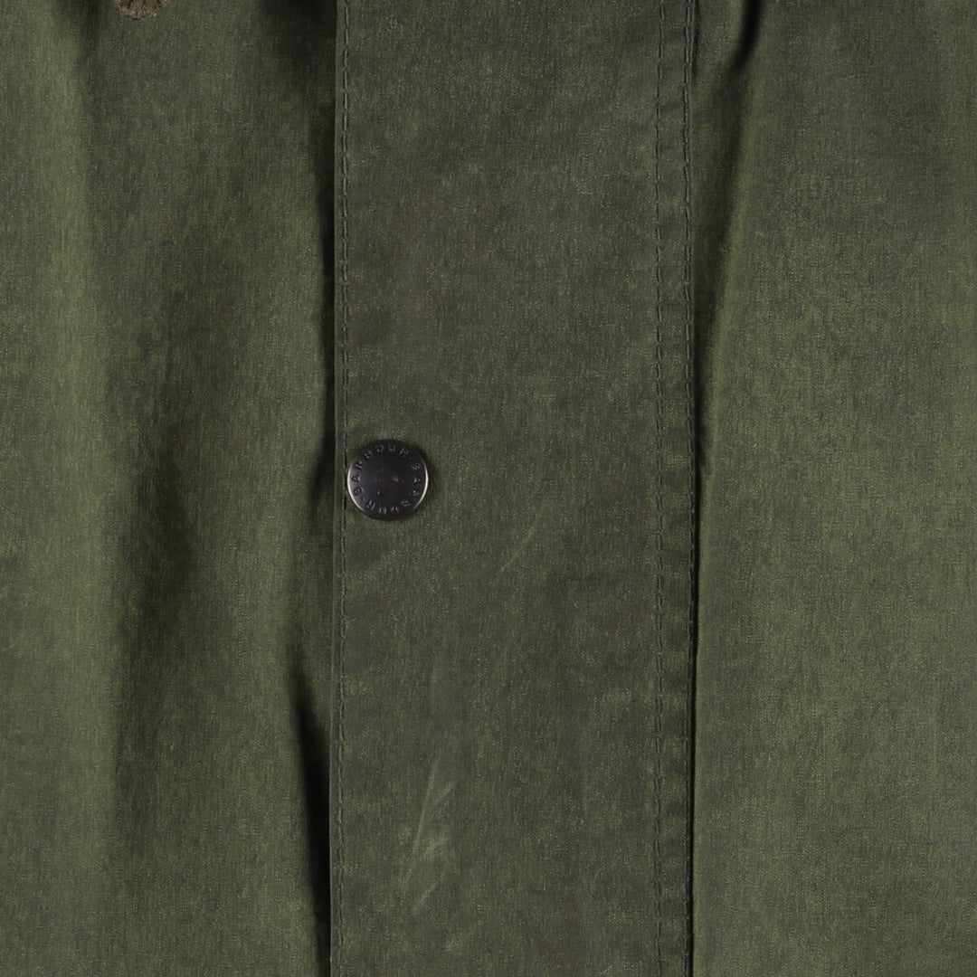 80s-90'S Barbour BORDER (formerly 3 Warrant) waxed cotton oiled jacket, Made in England, C36, Men's Size Small cotton Khaki type Vintage Second Hand