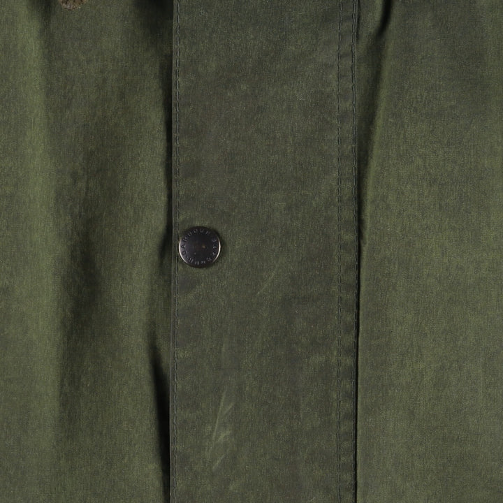 80s-90'S Barbour BORDER (formerly 3 Warrant) waxed cotton oiled jacket, Made in England, C36, Men's Size Small cotton Khaki type Vintage Second Hand