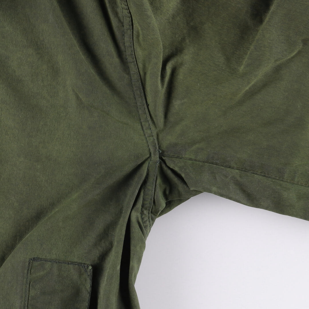 80s-90'S Barbour BORDER (formerly 3 Warrant) waxed cotton oiled jacket, Made in England, C36, Men's Size Small cotton Khaki type Vintage Second Hand