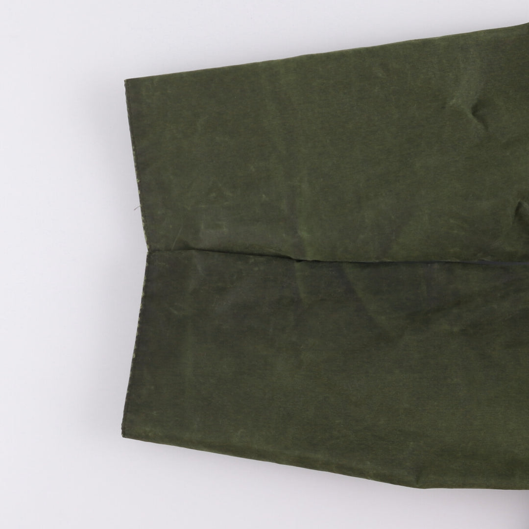 80s-90'S Barbour BORDER (formerly 3 Warrant) waxed cotton oiled jacket, Made in England, C36, Men's Size Small cotton Khaki type Vintage Second Hand