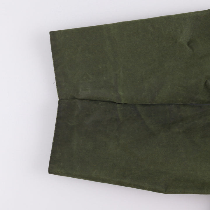 80s-90'S Barbour BORDER (formerly 3 Warrant) waxed cotton oiled jacket, Made in England, C36, Men's Size Small cotton Khaki type Vintage Second Hand